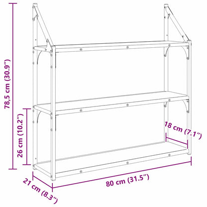 vidaXL Wandregal mit Regal Altholz 80 x 21 x 78,5 cm Holzwerkstoff
