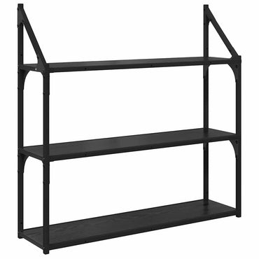 vidaXL Wandregal Schwarz Eichen-Optik 80 x 21 x 78,5 cm Holzwerkstoff
