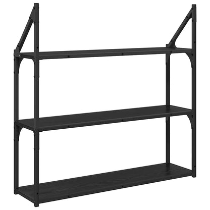 vidaXL Wandregal Schwarz Eichen-Optik 80 x 21 x 78,5 cm Holzwerkstoff
