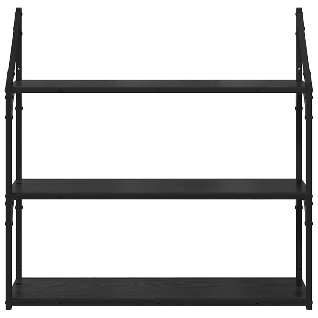 vidaXL Wandregal Schwarz Eichen-Optik 80 x 21 x 78,5 cm Holzwerkstoff