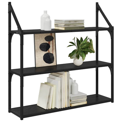vidaXL Wandregal Schwarz Eichen-Optik 80 x 21 x 78,5 cm Holzwerkstoff