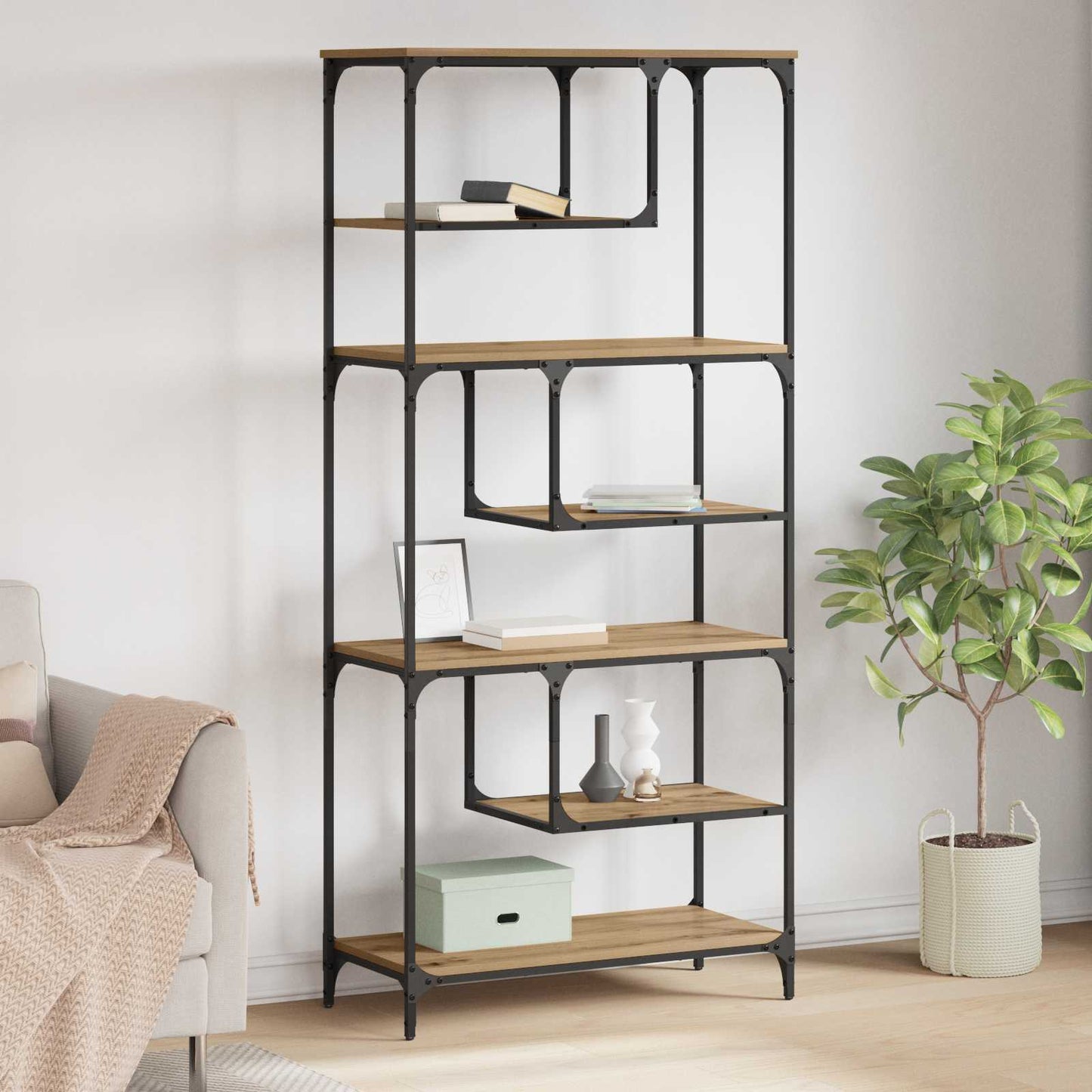 vidaXL Bücherregal Artisan-Eiche 81 x 36 x 176 cm Holzwerkstoff