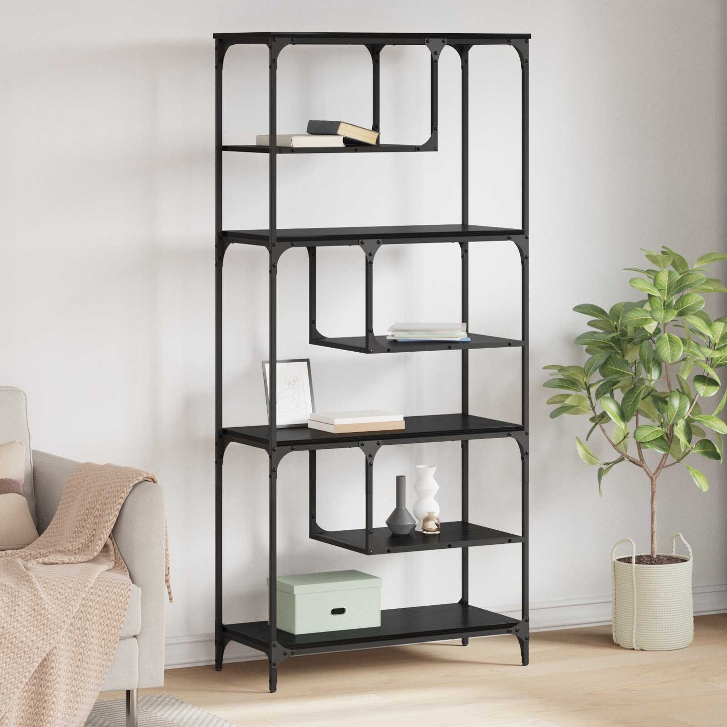 vidaXL Bücherregal Schwarz Eichen-Optik 81 x 36 x 176 cm Holzwerkstoff