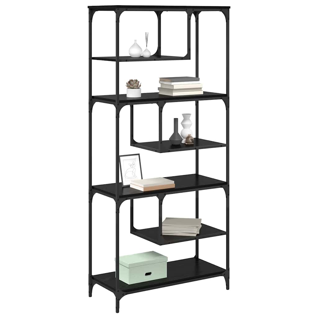 Bücherregal Schwarz Eichen-Optik 81 x 36 x 176 cm Holzwerkstoff