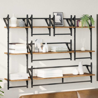 vidaXL Wandregal-Set 6 pcs Altholz 100 x 25 x 30 cm Holzwerkstoff