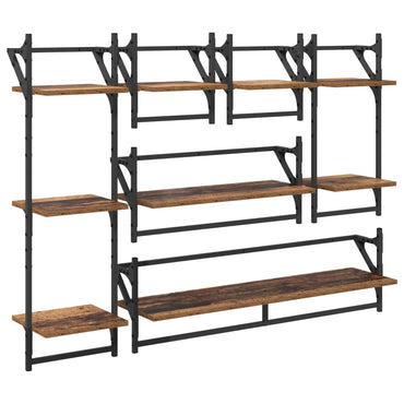 vidaXL Wandregal-Set 6 pcs Altholz 100 x 25 x 30 cm Holzwerkstoff