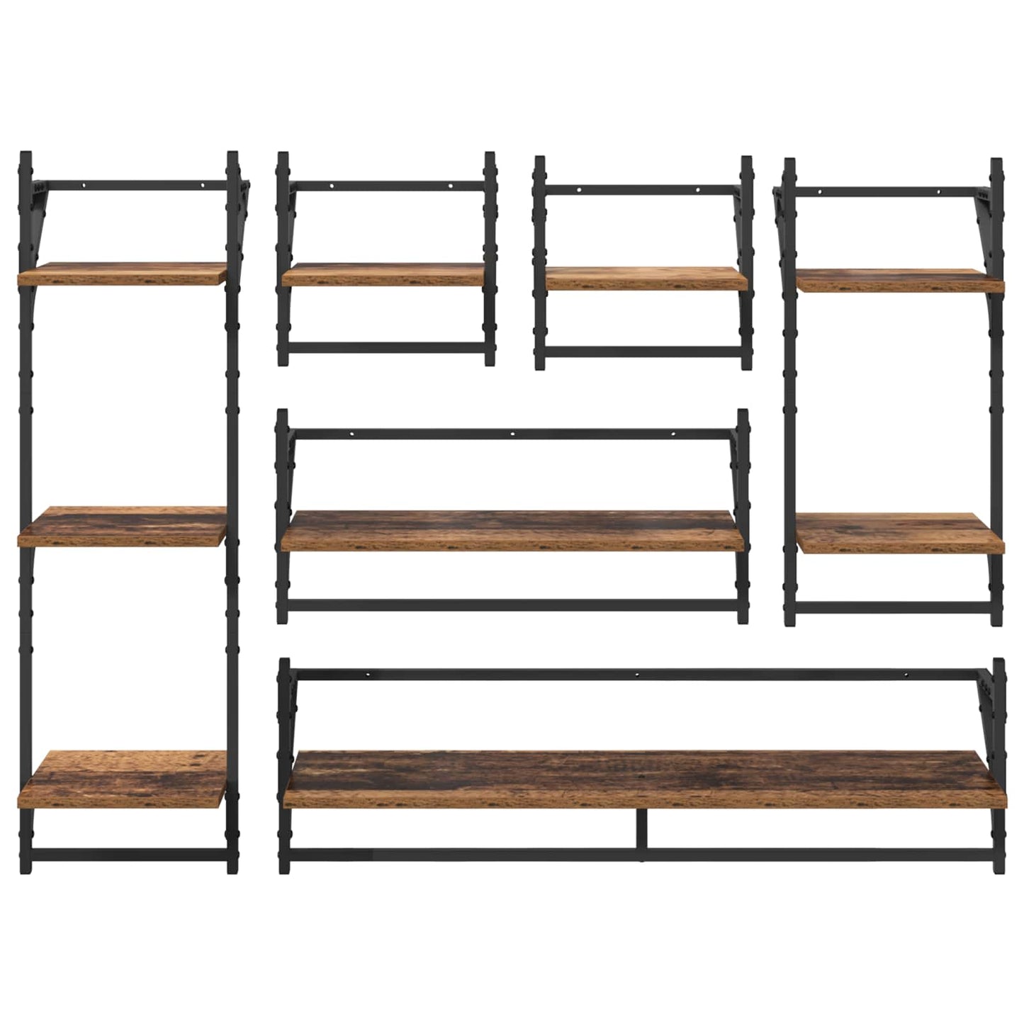 vidaXL Wandregal-Set 6 pcs Altholz 100 x 25 x 30 cm Holzwerkstoff
