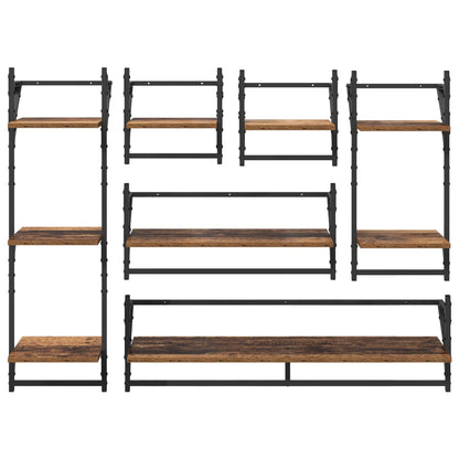 vidaXL Wandregal-Set 6 pcs Altholz 100 x 25 x 30 cm Holzwerkstoff