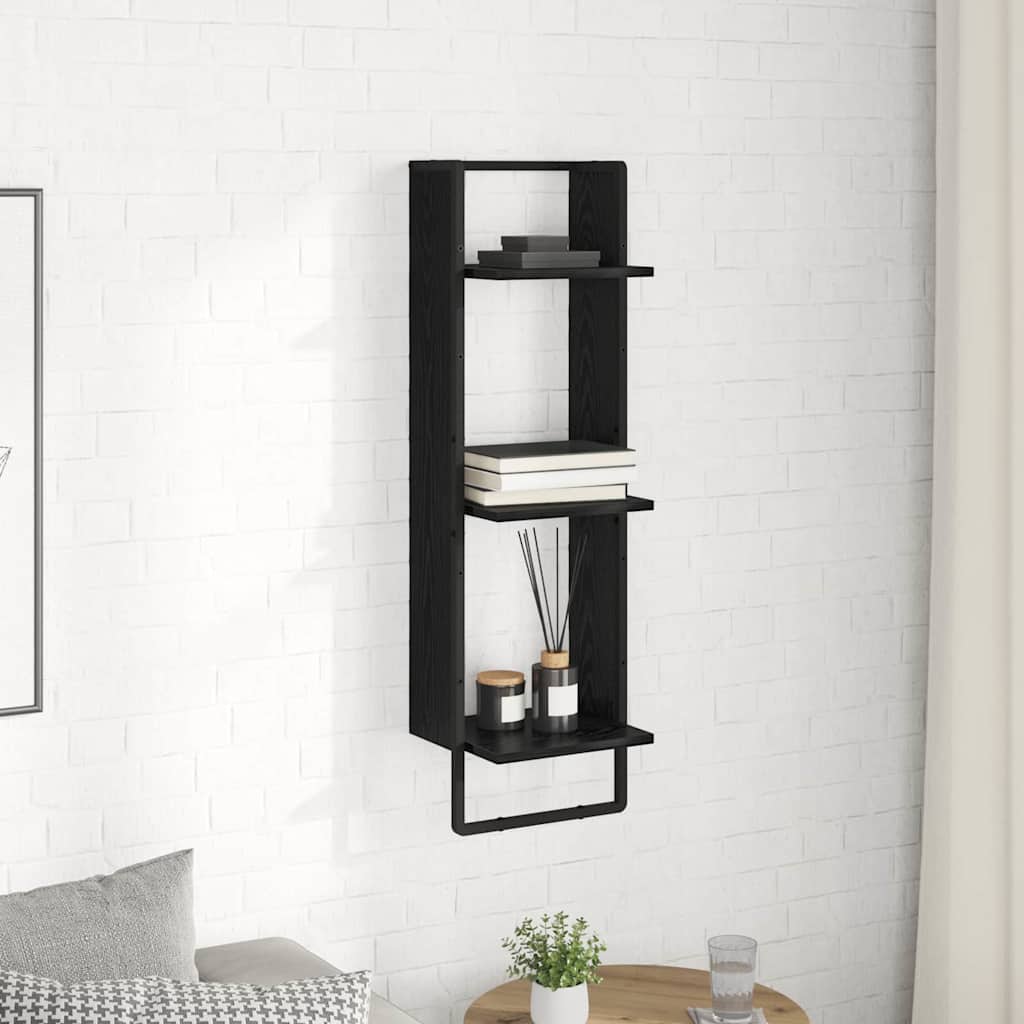 vidaXL Wandregal Schwarz Eichen-Optik 30 x 25 x 100 cm Holzwerkstoff