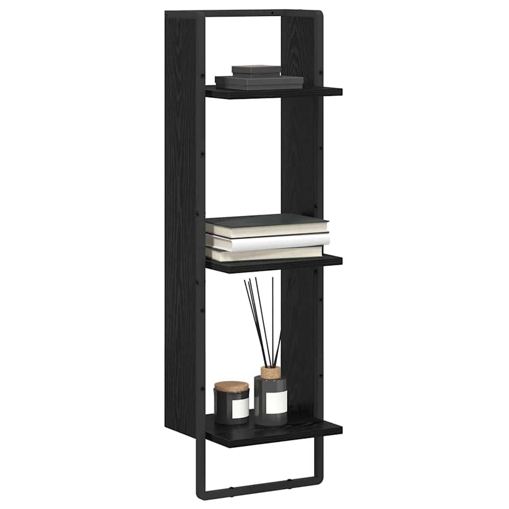 vidaXL Wandregal Schwarz Eichen-Optik 30 x 25 x 100 cm Holzwerkstoff