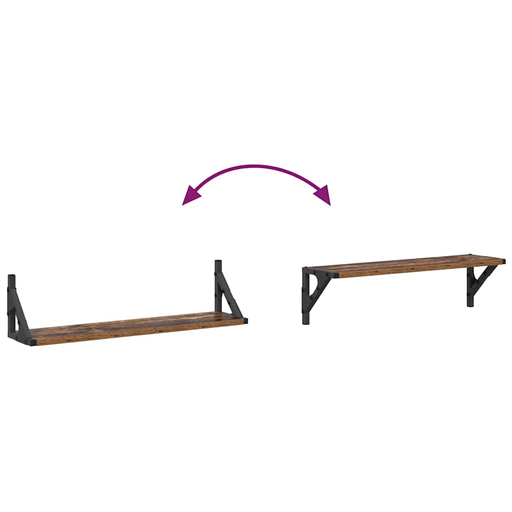 vidaXL Wandregale 2 pcs Altholz 60 x 15 x 15,5 cm Holzwerkstoff