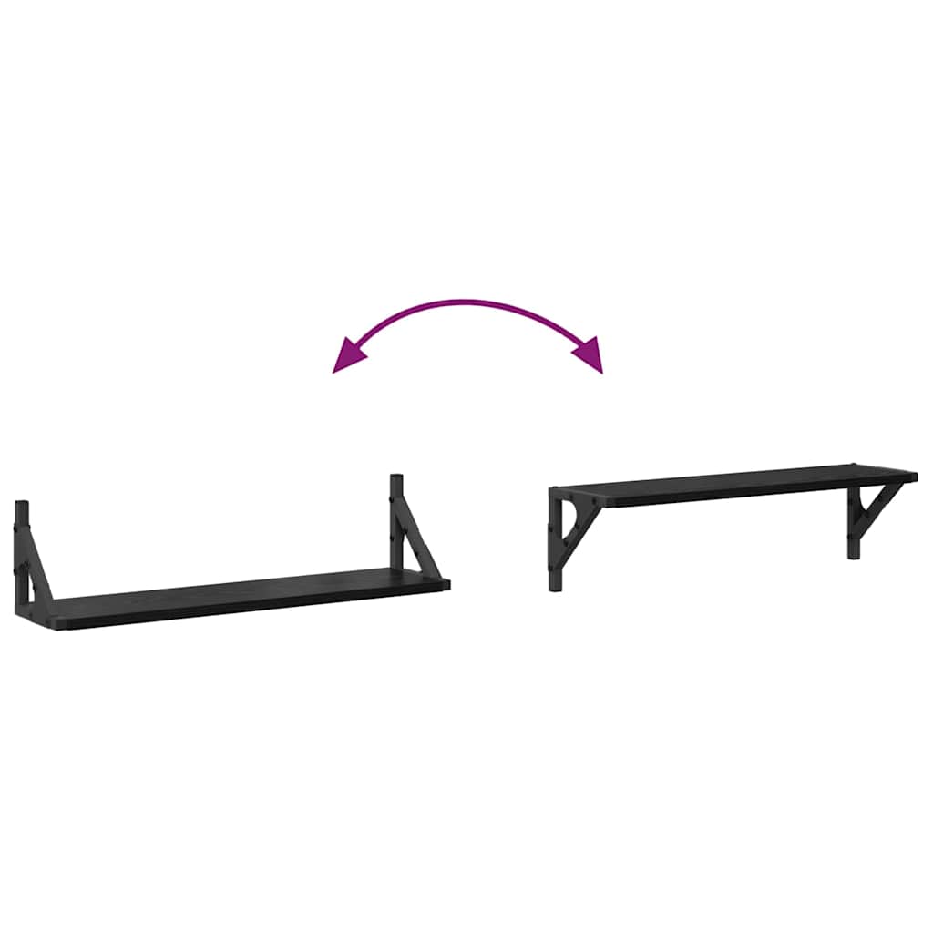 vidaXL Wandregale 2 pcs Schwarz Eichen-Optik 60 x 15 x 15,5 cm