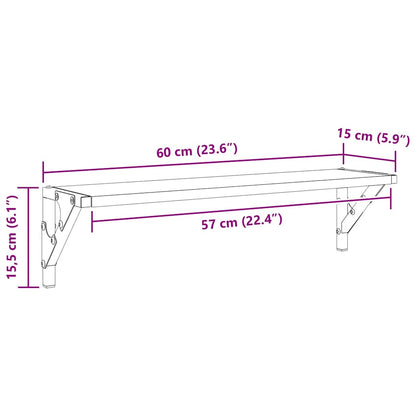 vidaXL Wandregale 2 pcs Schwarz Eichen-Optik 60 x 15 x 15,5 cm