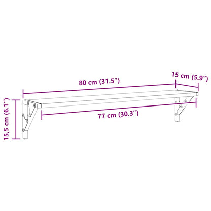 vidaXL Wandregale 2 pcs Altholz 80 x 15 x 15,5 cm Holzwerkstoff