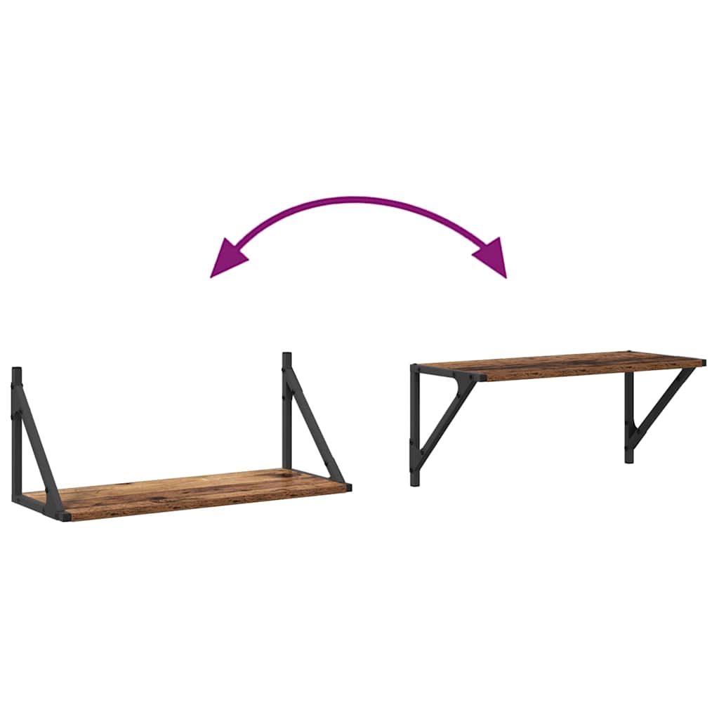 vidaXL Wandregale 2 pcs Altholz 60 x 25 x 25,5 cm Holzwerkstoff