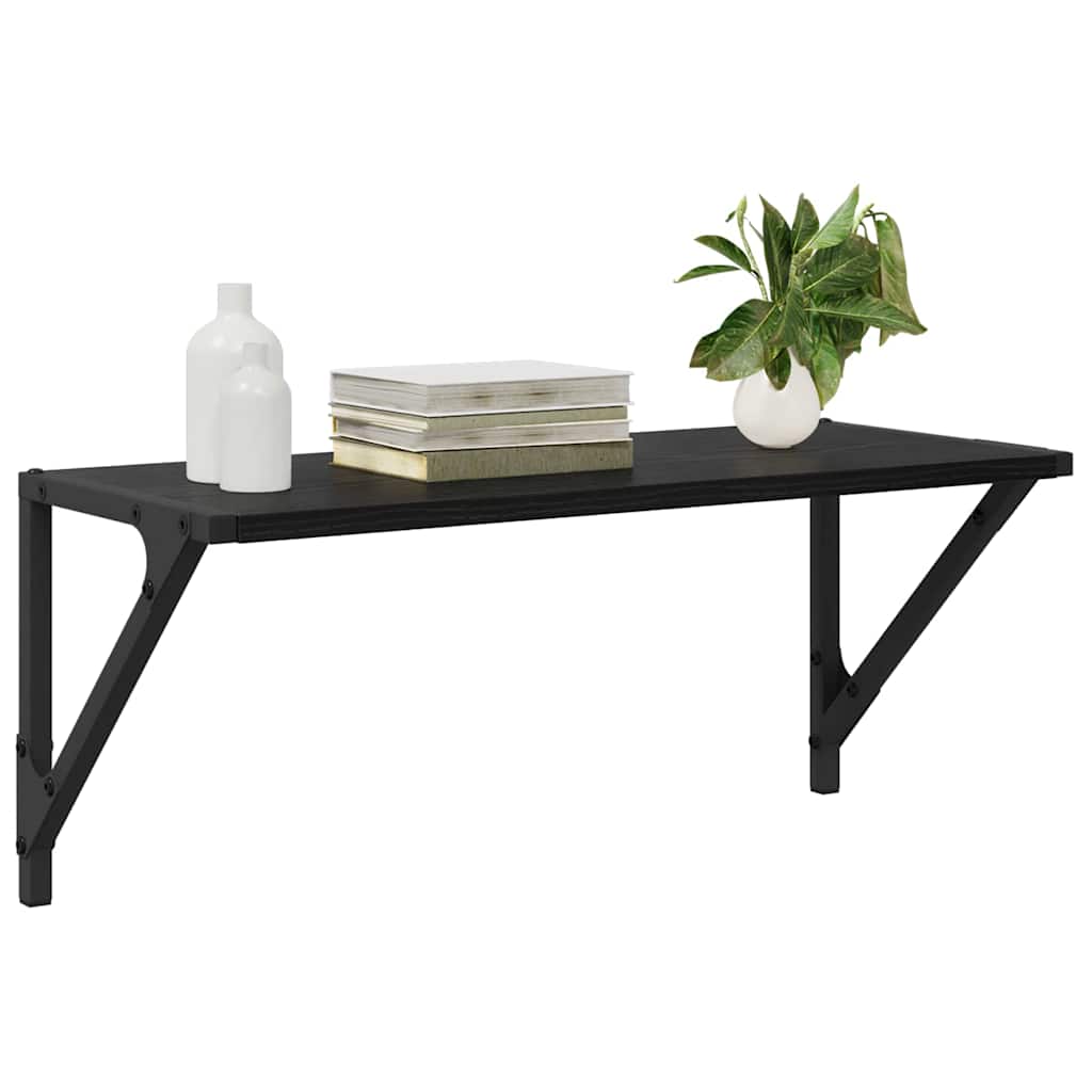 Wandregale 2 pcs Schwarz Eichen-Optik 60 x 25 x 25,5 cm