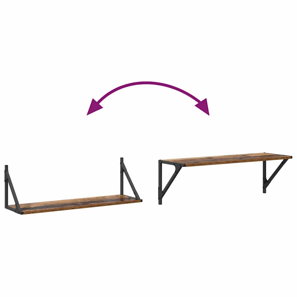 vidaXL Wandregale 2 pcs Altholz 80 x 25 x 25,5 cm Holzwerkstoff