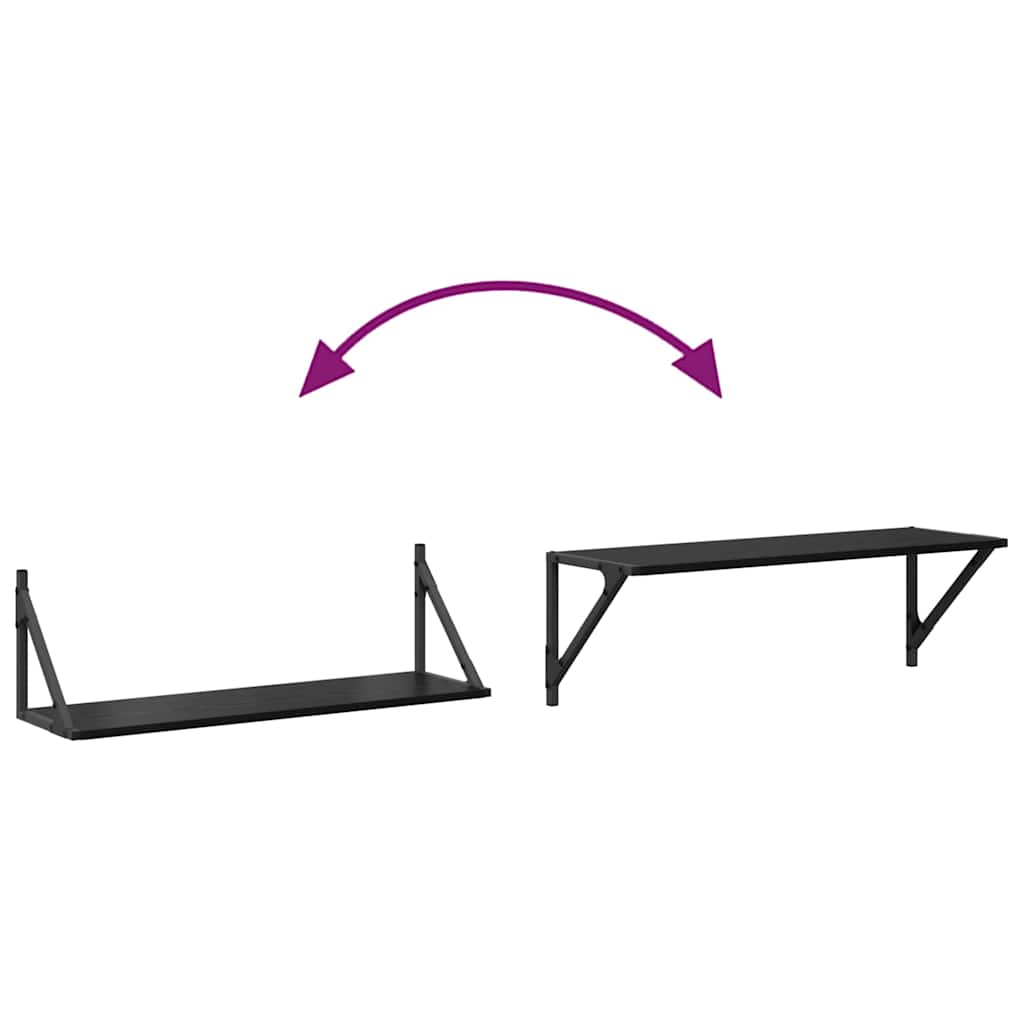 vidaXL Wandregale 2 pcs Schwarz Eichen-Optik 80 x 25 x 25,5 cm