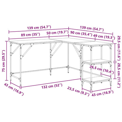 vidaXL Schreibtisch Altholz 139 x 139 x 75 cm Holzwerkstoff