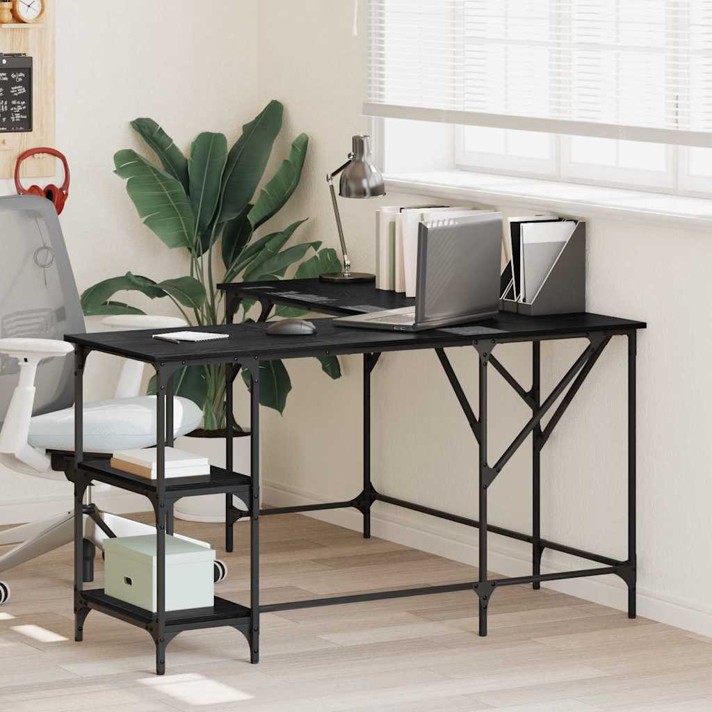 vidaXL Schreibtisch Schwarz Eichen-Optik 139 x 139 x 75 cm