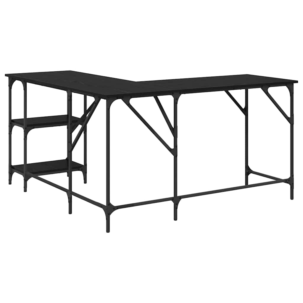 vidaXL Schreibtisch Schwarz Eichen-Optik 139 x 139 x 75 cm