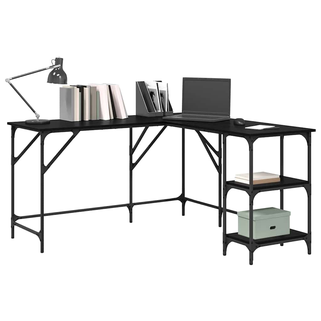 vidaXL Schreibtisch Schwarz Eichen-Optik 139 x 139 x 75 cm