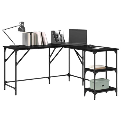 vidaXL Schreibtisch Schwarz Eichen-Optik 139 x 139 x 75 cm