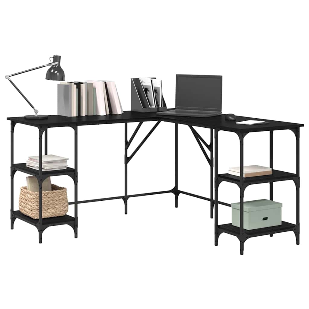 vidaXL Schreibtisch Schwarz Eichen-Optik 139 x 139 x 75 cm