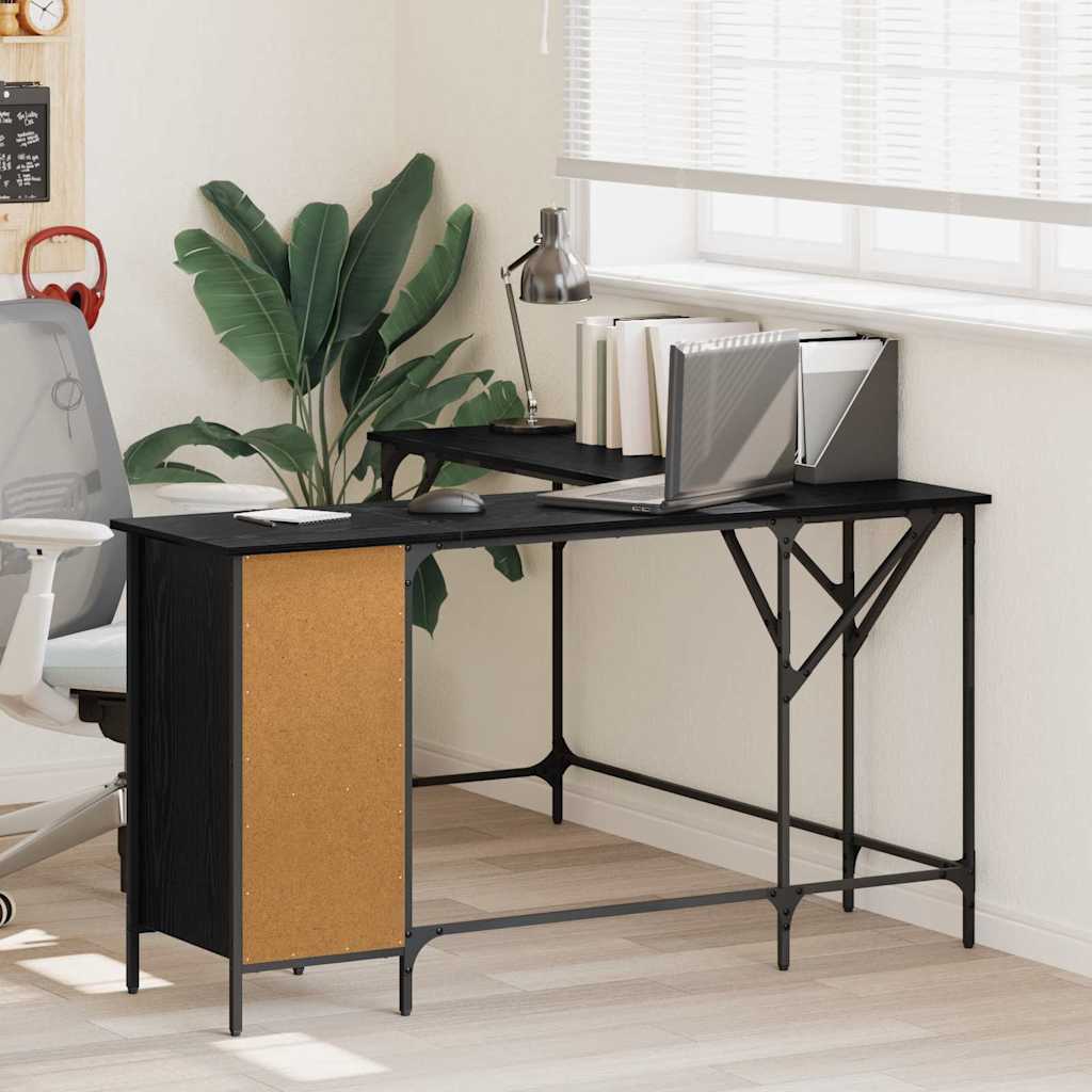 vidaXL Schreibtisch Schwarz Eichen-Optik 141 x 141 x 75 cm