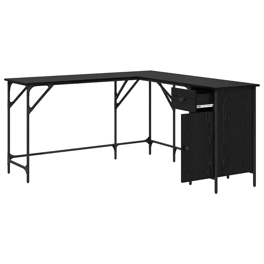 vidaXL Schreibtisch Schwarz Eichen-Optik 141 x 141 x 75 cm