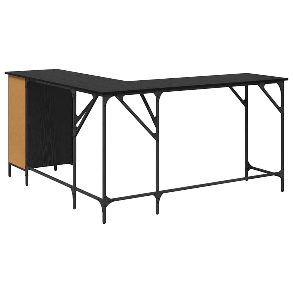 vidaXL Schreibtisch Schwarz Eichen-Optik 141 x 141 x 75 cm