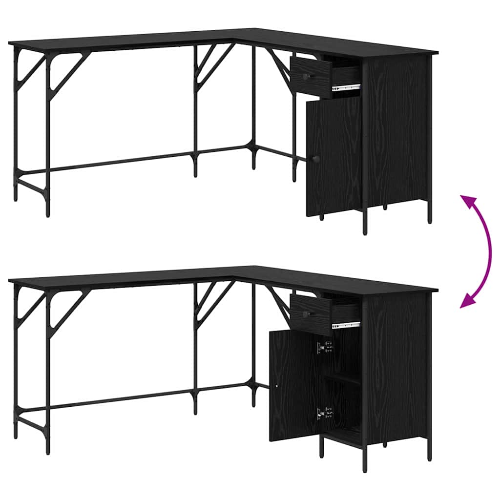 vidaXL Schreibtisch Schwarz Eichen-Optik 141 x 141 x 75 cm