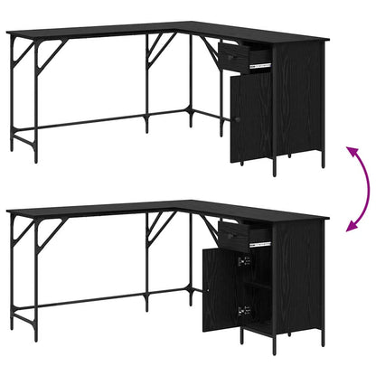 vidaXL Schreibtisch Schwarz Eichen-Optik 141 x 141 x 75 cm
