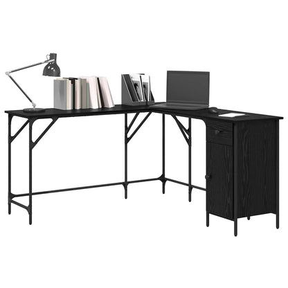 vidaXL Schreibtisch Schwarz Eichen-Optik 141 x 141 x 75 cm