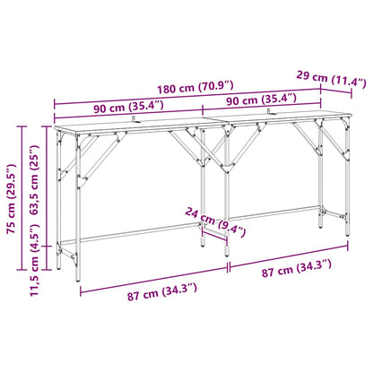 Konsolentisch Altholz 180 x 30 x 75 cm Holzwerkstoff