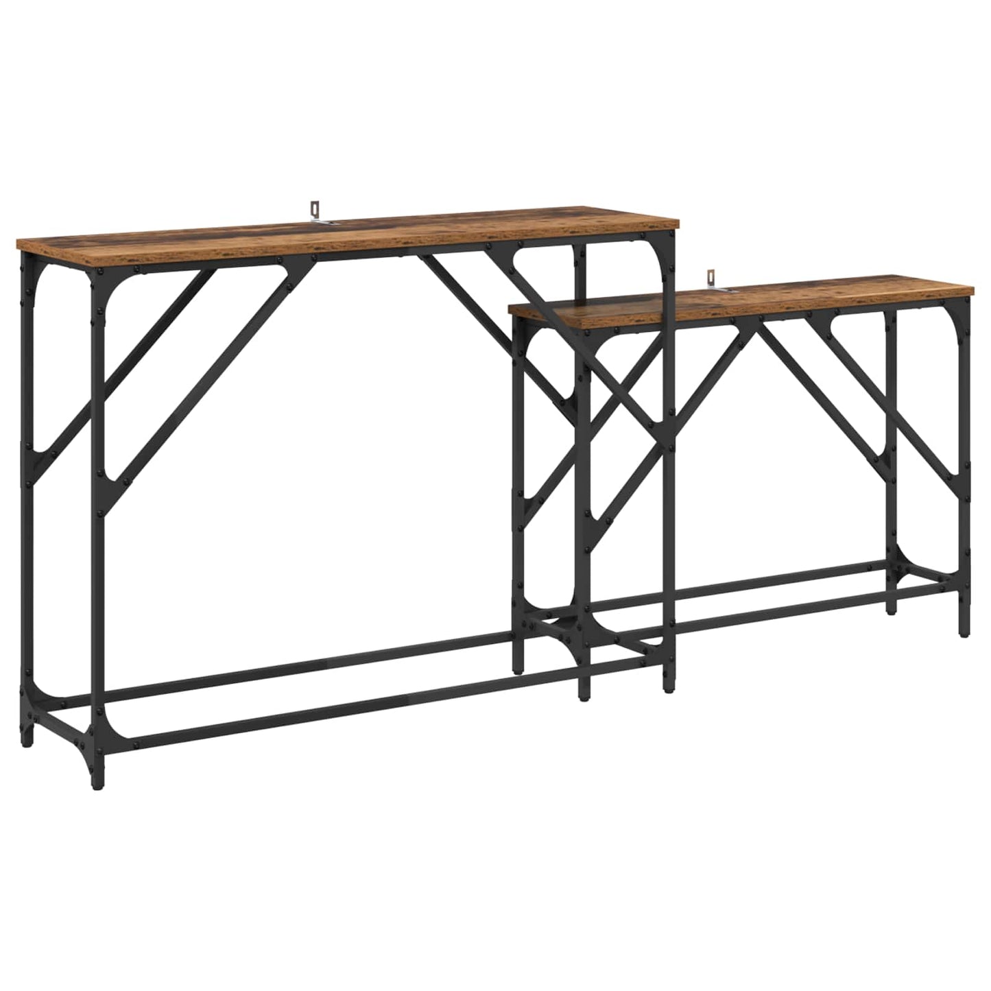 vidaXL Konsolentisch 2 pcs Altholz 100 x 28 x 75 cm Holzwerkstoff