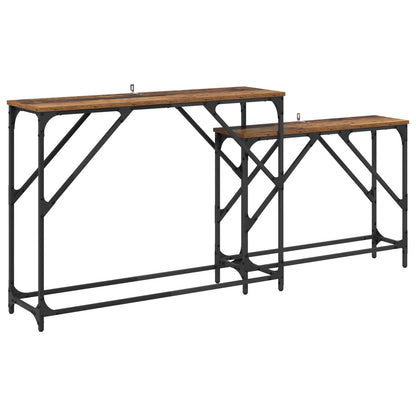 vidaXL Konsolentisch 2 pcs Altholz 100 x 28 x 75 cm Holzwerkstoff
