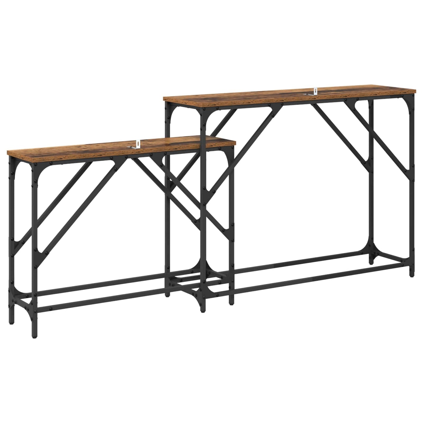 vidaXL Konsolentisch 2 pcs Altholz 100 x 28 x 75 cm Holzwerkstoff