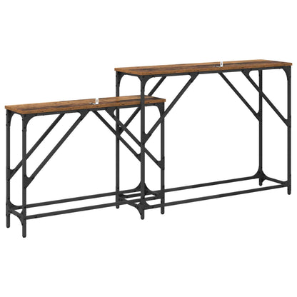 vidaXL Konsolentisch 2 pcs Altholz 100 x 28 x 75 cm Holzwerkstoff