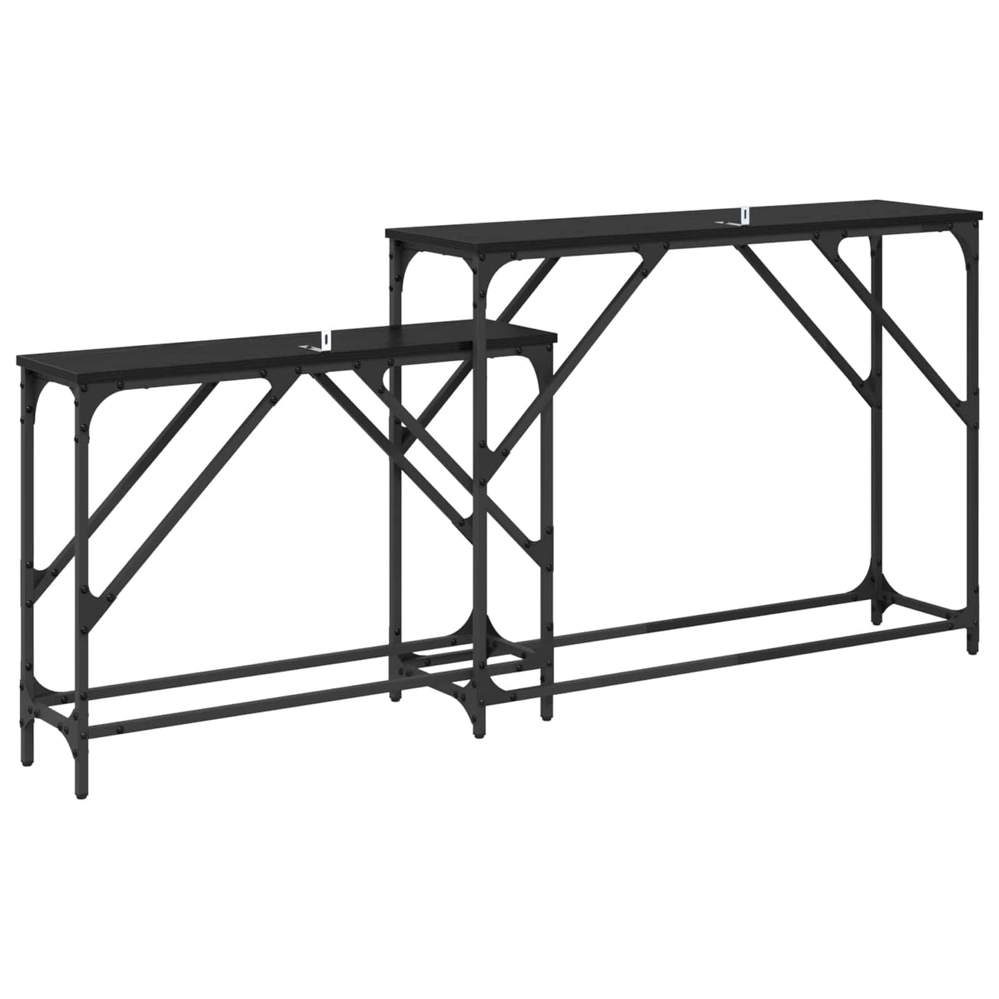 vidaXL Konsolentisch 2 pcs Schwarz Eichen-Optik 100 x 28 x 75 cm