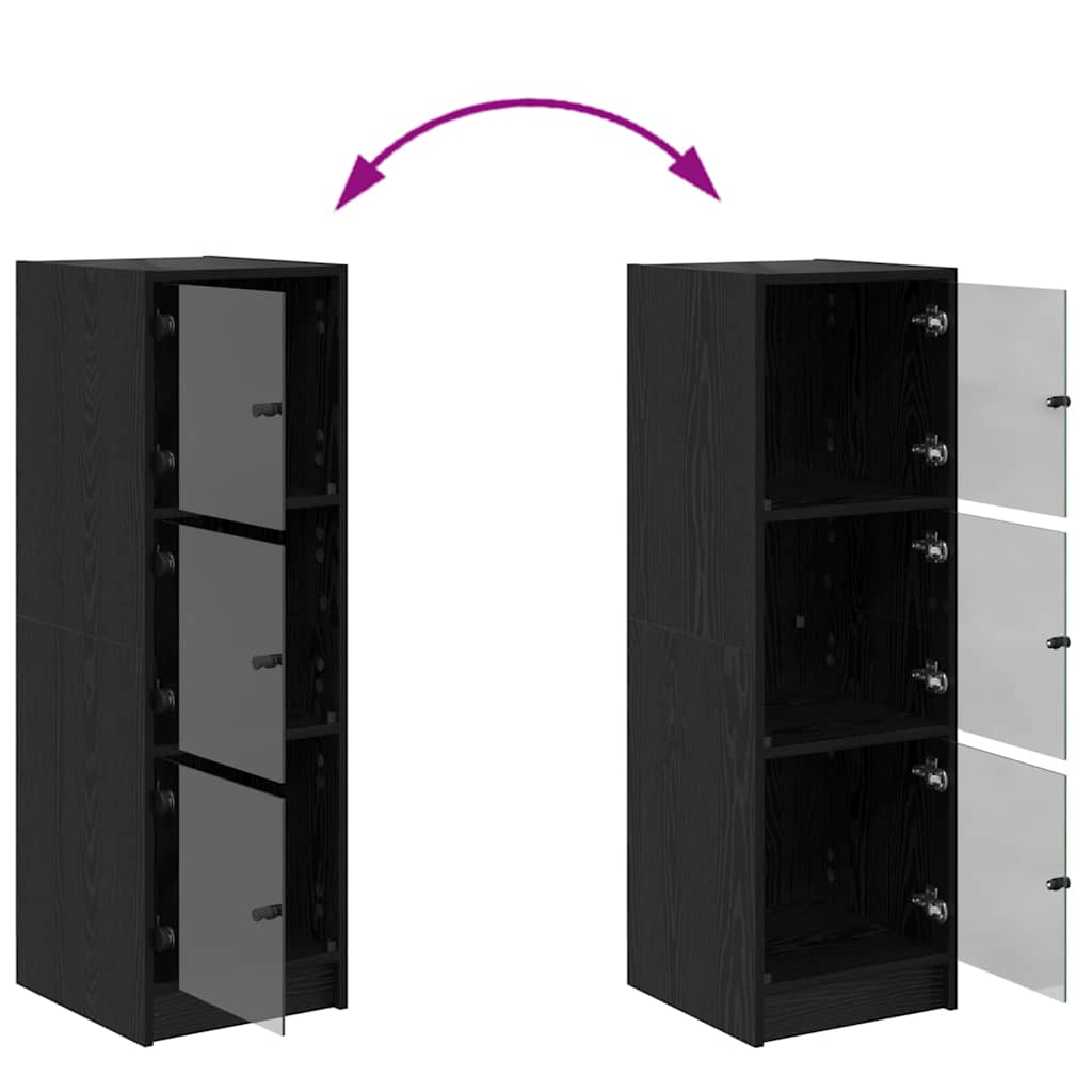 Highboard Schwarz Eichen-Optik 35 x 37 x 109 cm Holzwerkstoff