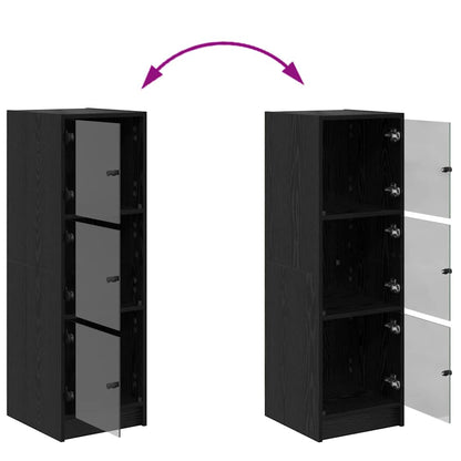 Highboard Schwarz Eichen-Optik 35 x 37 x 109 cm Holzwerkstoff