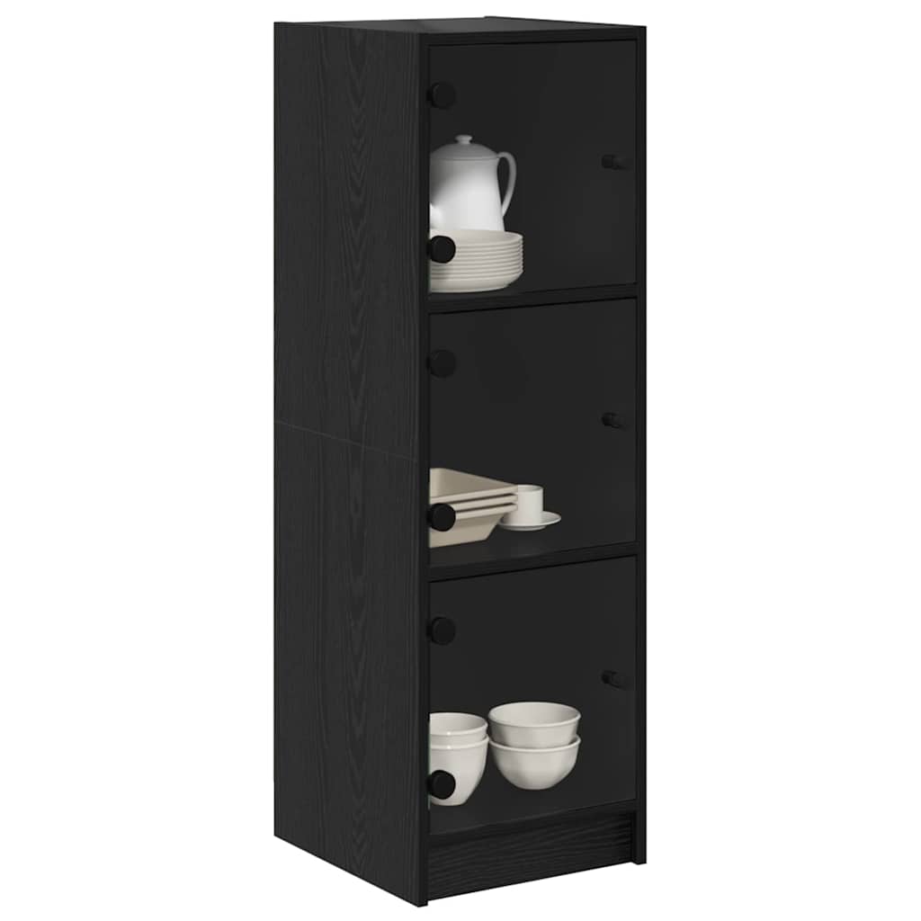 Highboard Schwarz Eichen-Optik 35 x 37 x 109 cm Holzwerkstoff