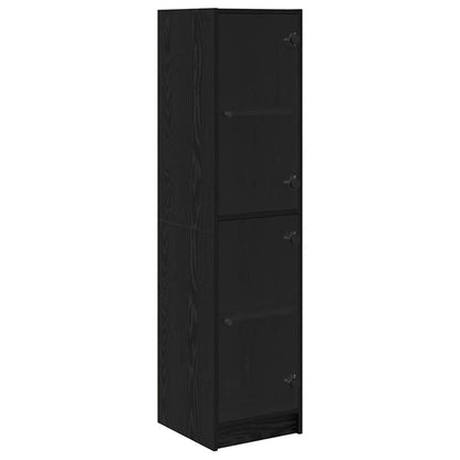 Highboard Schwarz Eichen-Optik 35 x 37 x 142 cm Holzwerkstoff