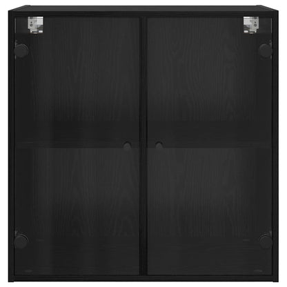 Wandschrank Wandmontiert Schwarz Eichen-Optik 68 x 37 x 68,5 cm