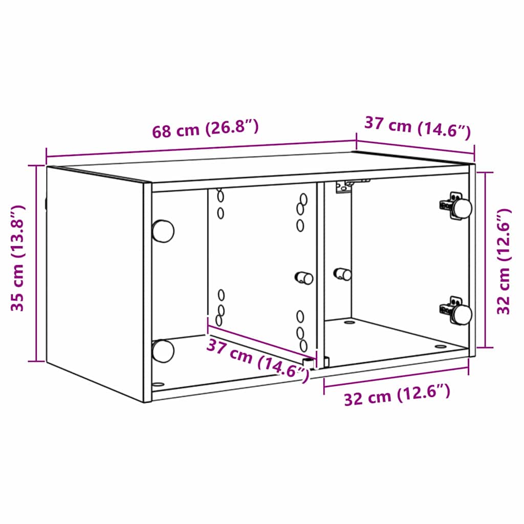 vidaXL Wandschränke 2 pcs Artisan-Eiche 68 x 37 x 35 cm Holzwerkstoff