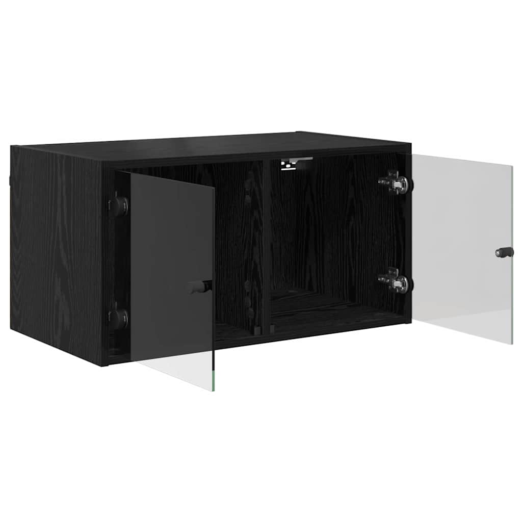 Wandschrank Schwarz Eichen-Optik 68 x 37 x 35 cm Holzwerkstoff