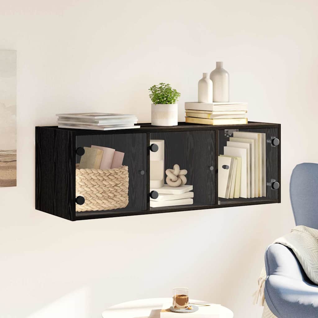 vidaXL Wandschrank Schwarz Eichen-Optik 102 x 37 x 35 cm Holzwerkstoff