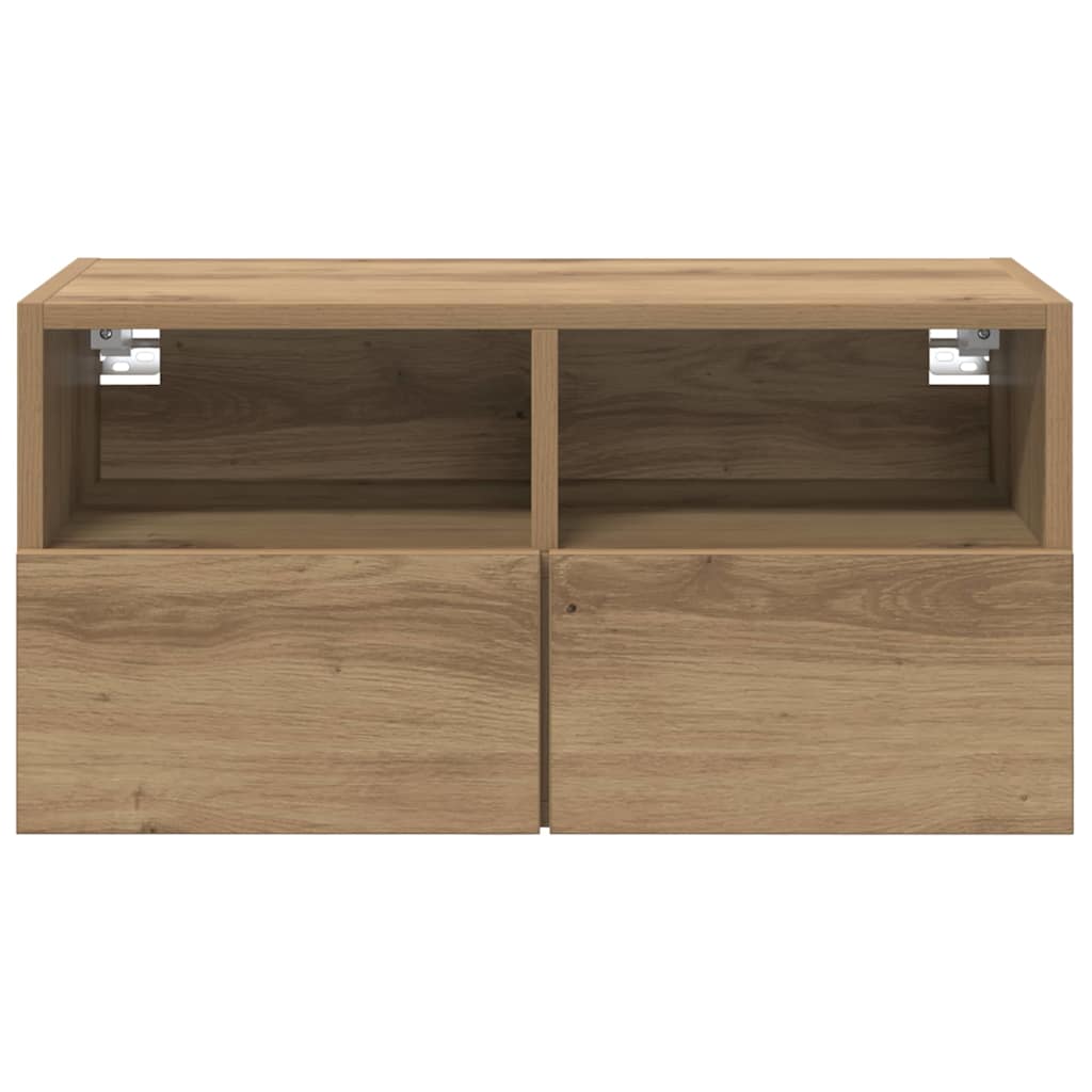 TV-Wandregale 2 pcs Artisan-Eiche 60 x 30 x 30 cm Holzwerkstoff