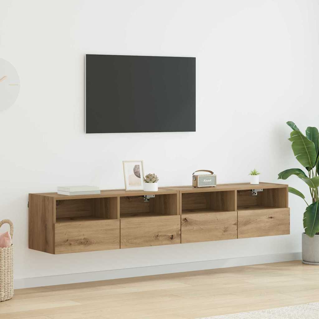 TV-Wandregale 2 pcs Artisan-Eiche 80 x 30 x 30 cm Holzwerkstoff